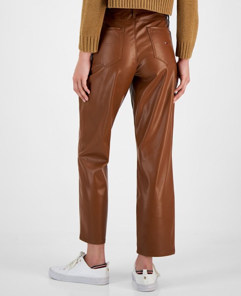 Жіночі штани Tommy Hilfiger з екошкіри. 1159806402 (Коричневий, 29)