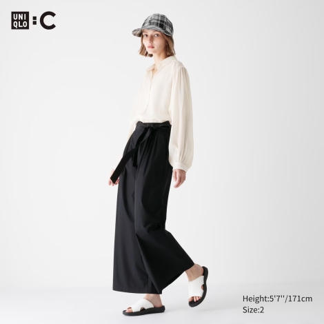 Широкі штани з поясом UNIQLO 1159810895 (Чорний, 6(S))