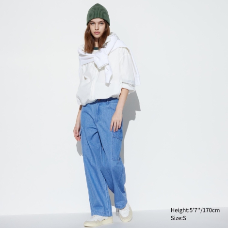 Бавовняні штани карго UNIQLO 1159810972 (Білий/синій, XXL)