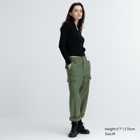 Широкі прямі штани-карго UNIQLO 1159814947  (Зелений XL)