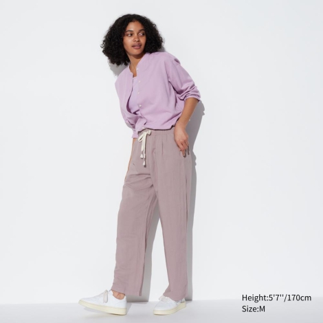 Легкие брюки из льняной смеси UNIQLO 1159815472 (Сиреневый XL)