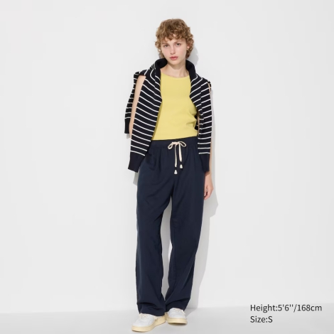 Легкие брюки из льняной смеси UNIQLO 1159815474 (Синий XL)