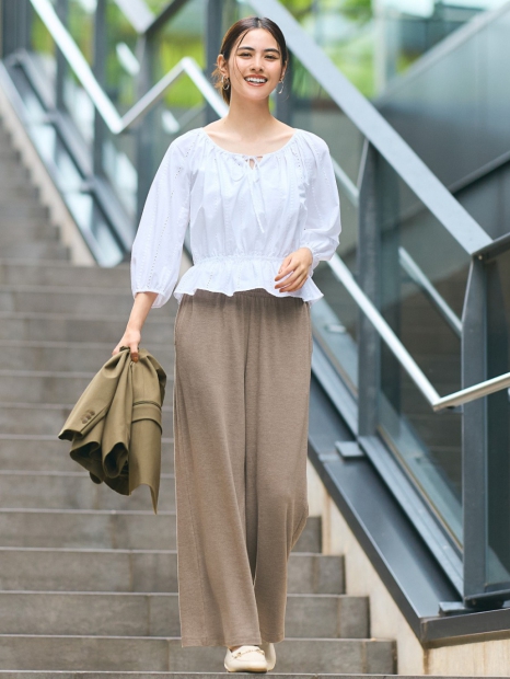 Женские широкие штаны UNIQLO 1159820617 (Коричневый XXL)