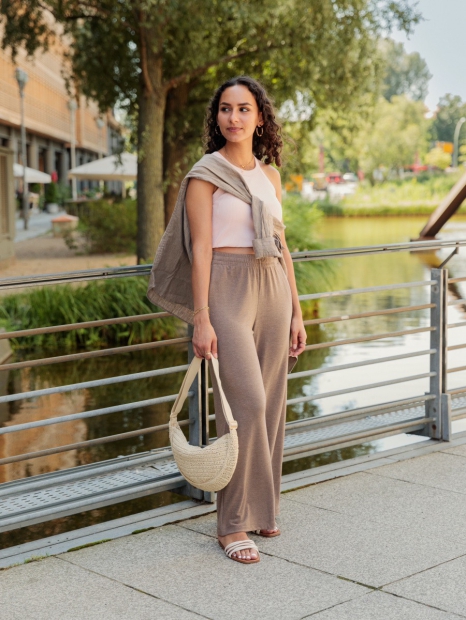 Женские широкие штаны UNIQLO 1159820617 (Коричневый XXL)