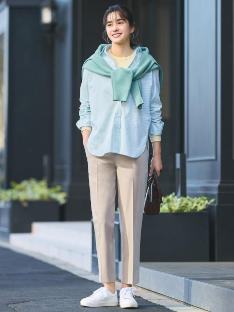 Эластичные брюки UNIQLO 1159835142 (Бежевый M)