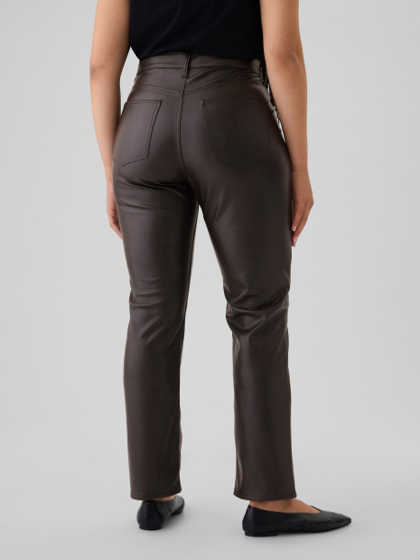 Женские брюки из экокожи GAP 1159835335 (Коричневый 31)