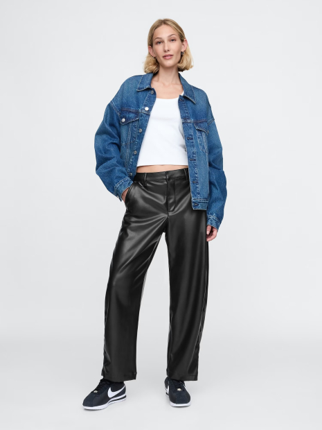 Штаны GAP из экокожи 1159835449 (Черный 4)