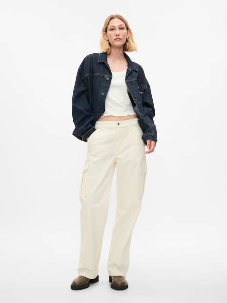 Женские вельветовые брюки-карго GAP 1159836306 (Молочный 32)
