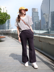 Женские расклешенные брюки UNIQLO штаны 1159785126 (Черный, L)