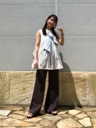 Женские расклешенные брюки UNIQLO штаны 1159785126 (Черный, L)