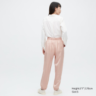 Атласные брюки с драпировкой UNIQLO джоггеры 1159790934 (Розовый, XL)