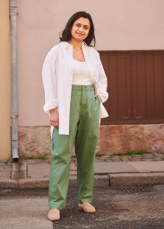 Стильные льняные штаны UNIQLO 1159791095 (Зеленый, XL)
