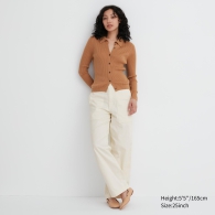 Женские широкие штаны UNIQLO с накладными карманами 1159798349 (Молочный, S)