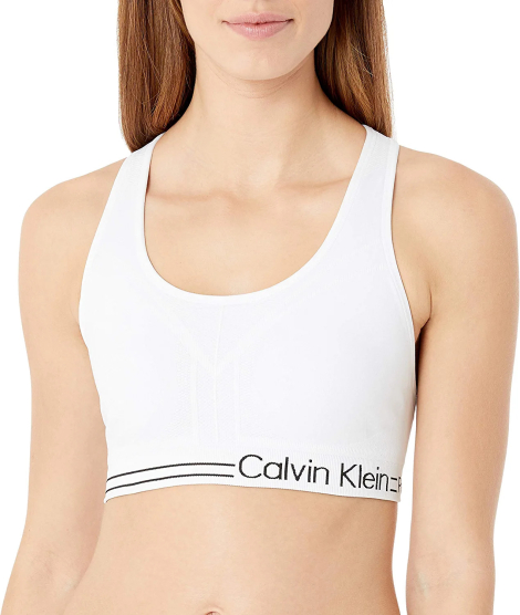 Двустороннее спортивное бра Calvin Klein топ с логотипом 1159771061 (Черный/Белый, S)