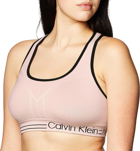 Двустороннее спортивное бра Calvin Klein топ с логотипом 1159784047 (Черный/Розовый, S)