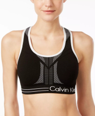 Двустороннее спортивное бра Calvin Klein топ с логотипом 1159771061 (Черный/Белый, S)