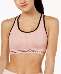 Двустороннее спортивное бра Calvin Klein топ с логотипом 1159784047 (Черный/Розовый, S)