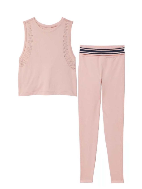 Спортивный бесшовный комплект Victoria's Secret Pink майка и лосины 1159830254 (Розовый XXL)