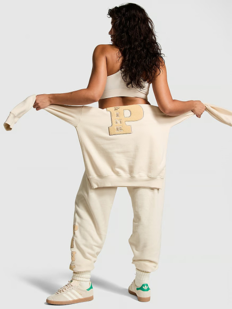 Женские спортивные штаны Victoria's Secret Pink с логотипом 1159833096 (Молочный XL)
