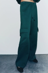 Спортивные штаны-карго ZARA 1159800728 (Зеленый, S)