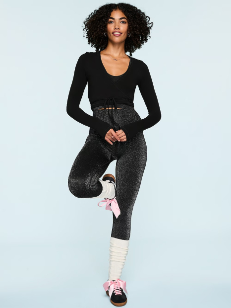 Блискучий спортивний топ Victoria's Secret Pink 1159834454 (Чорний M)