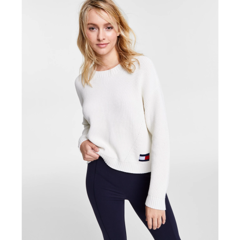 Женский вязаный свитер Tommy Hilfiger с логотипом 1159773930 (Белый, XL)
