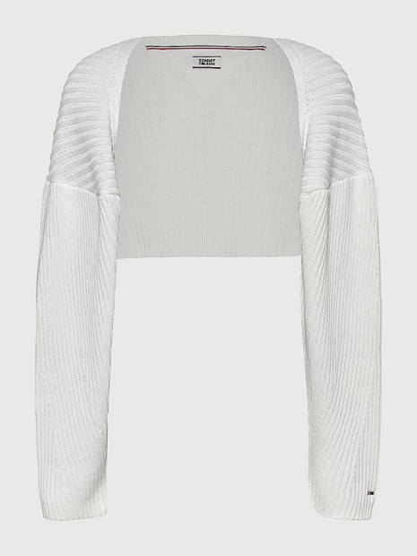 Женский укороченный кардиган Tommy Hilfiger кофта Tommy Jeans 1159777320 (Белый, L)