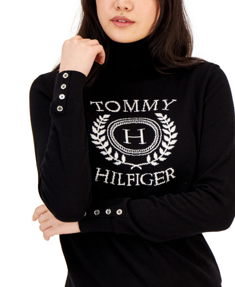 Женский свитер с воротником Tommy Hilfiger кофта 1159776332 (Черный, XXL)