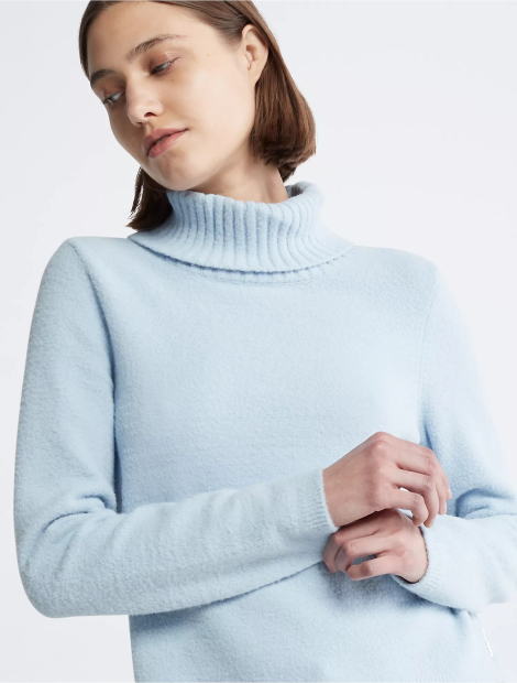 Женский плюшевый свитер Calvin Klein с воротником 1159791068 (Голубой, S)