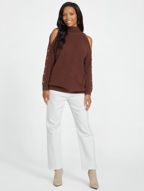Женский вязаный свитер Guess с высоким воротником 1159791382 (Коричневый, XL)