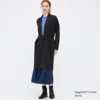 Женский длинный кардиган UNIQLO вязаное пальто с поясом 1159777727 (Серый, XS)
