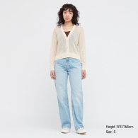 Женский сетчатый короткий кардиган UNIQLO кофта 1159779384 (Молочный, XL)