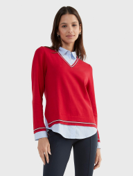 Женский свитер-рубашка Tommy Hilfiger кофта 1159782520 (Красный, L)