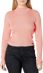 Женский легкий свитер Calvin Klein водолазка в рубчик 1159788644 (Розовый, L)