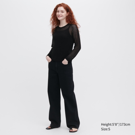 Вязаный свитер UNIQLO из 3D-сетки 1159799171 (Черный, XS)