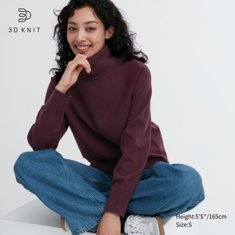 Женский свитер  UNIQLO 3D Knit премиум-класса 1159801896 (Бордовый, XS)