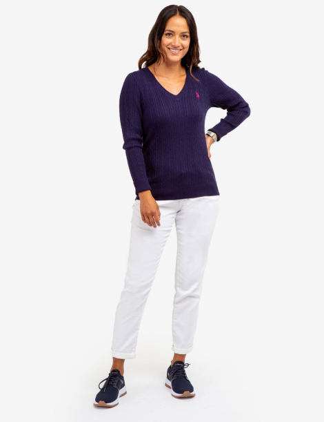 Жіночий м'який светр U.S. Polo Assn. 1159804472 (Білий/синій, S)
