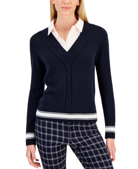 Жіночий светр Tommy Hilfiger з коміром 1159807867 (Білий/синій, L)