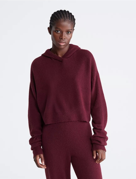 Женский свитер Calvin Klein с капюшоном 1159808374 (Бордовый, XS)