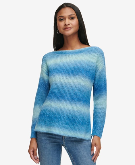В'язаний жіночий светр Calvin Klein з ефектом омбре 1159810284 (Білий/синій, XL)