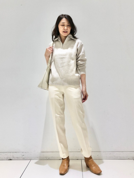 Свитер на полумолнии UNIQLO из шерсти 1159831587 (Бежевый M)