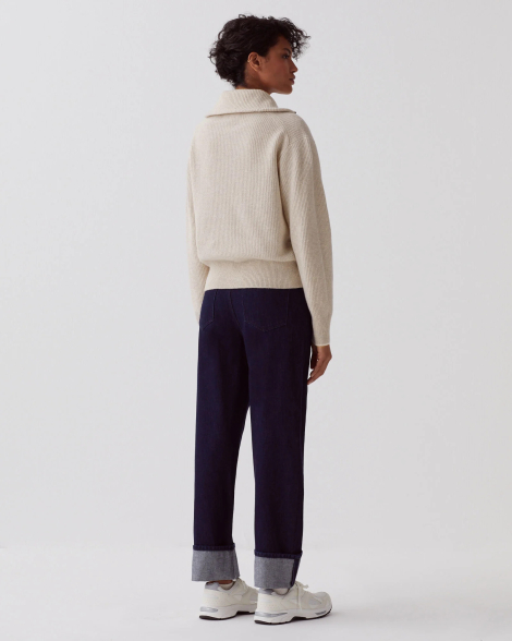 Свитер на полумолнии UNIQLO из шерсти 1159831587 (Бежевый M)