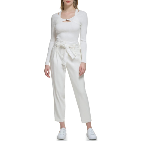 Женский вязаный свитер Calvin Klein в рубчик 1159832856 (Молочный M)