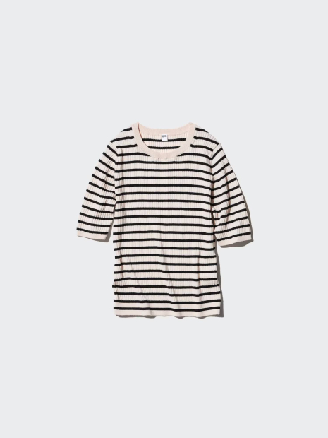 Шерстяной свитер UNIQLO с коротким рукавом 1159833658 (Молочный M)