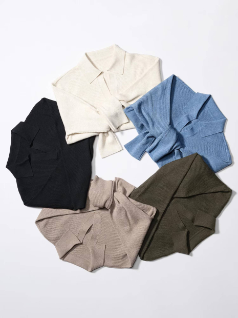 Эластичный свитер UNIQLO с V-образным вырезом 1159834073 (Коричневый L)