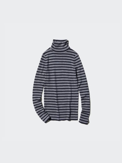 Жіночий светр із високим коміром UNIQLO із мериносової вовни 1159834745 (Сірий S)