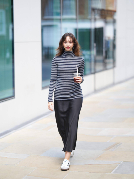 Жіночий светр із високим коміром UNIQLO із мериносової вовни 1159834745 (Сірий S)