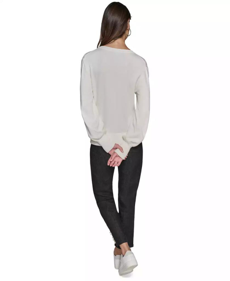 Женский свитер Karl Lagerfeld Paris с бусинами 1159835676 (Молочный M)
