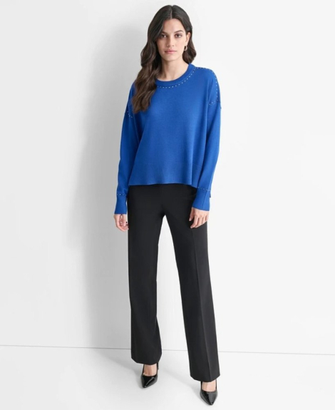 Женский свитер DKNY с металлическими заклепками 1159837391 (Синий XL)