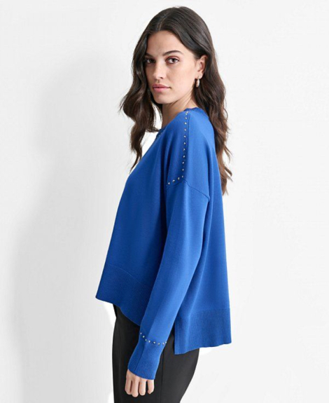 Женский свитер DKNY с металлическими заклепками 1159837391 (Синий XL)